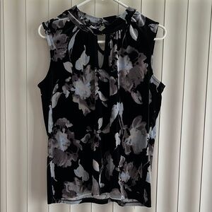 Black, Gray & Blue Tommy Hilfiger Velvet Cut Out Sleeveless Blouse Women’s Sz M